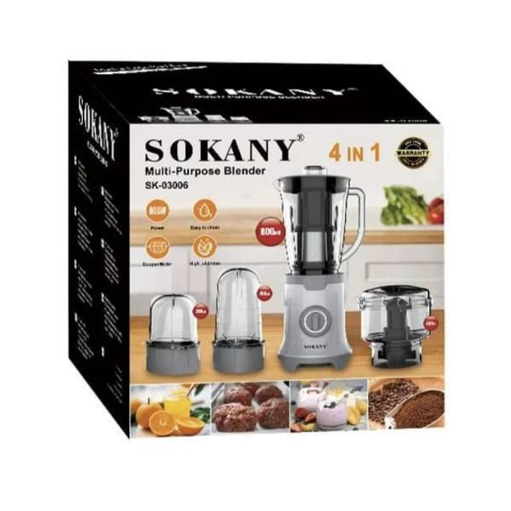 LICUADORA 4EN1 SOKANY 800W 800ML SK03006