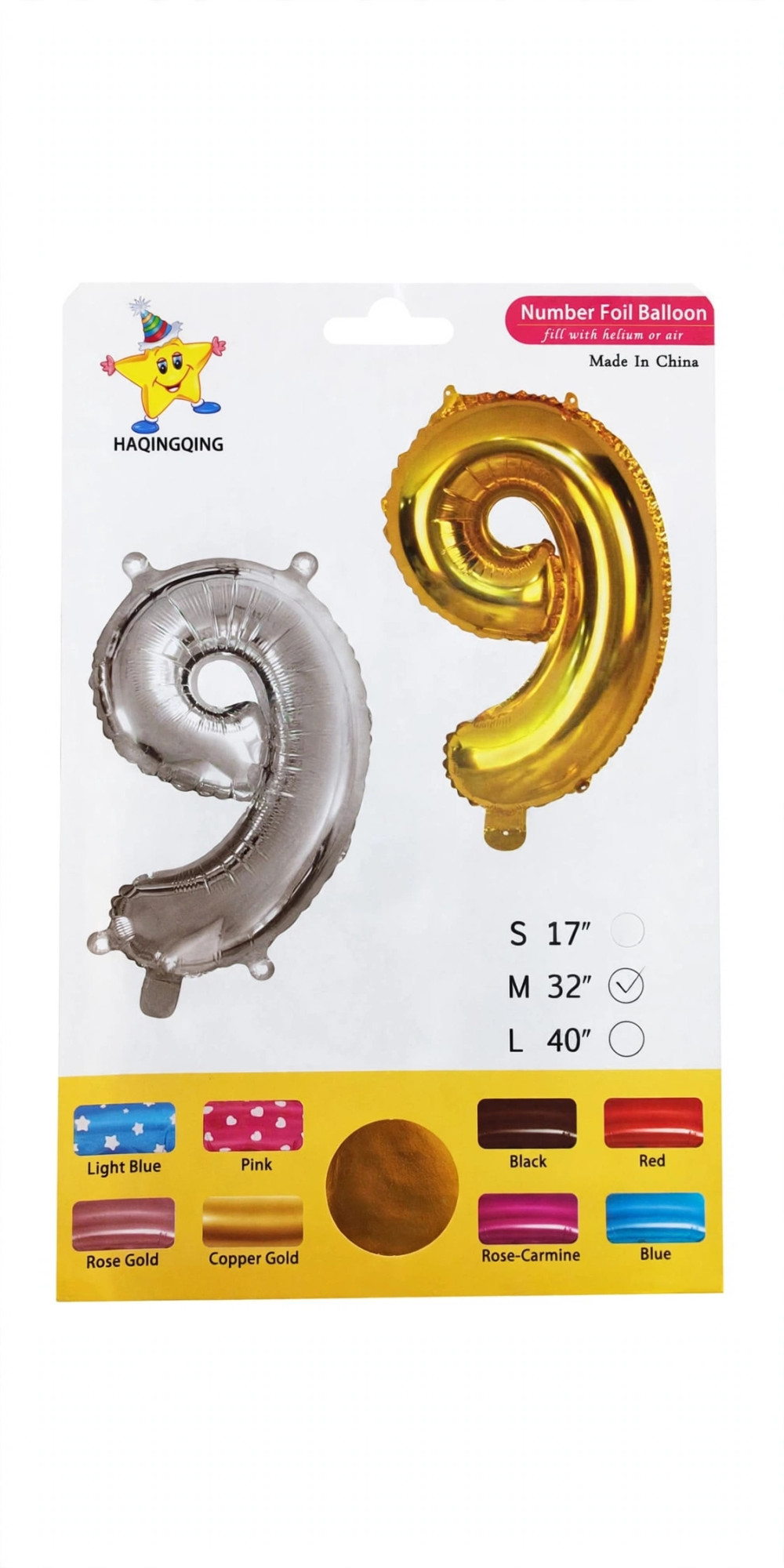 NUMEROS EN GLOBOS SERIE 1-9 PQ 100B