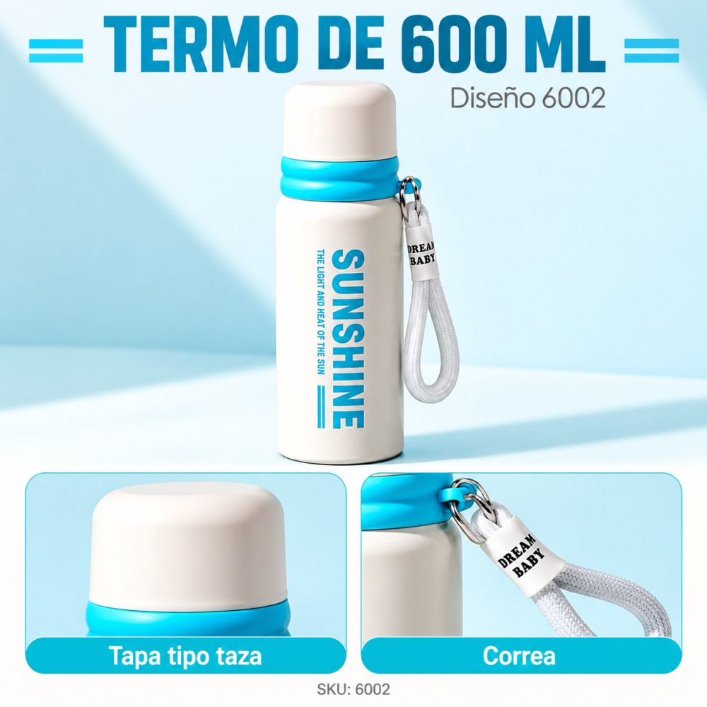 TERMO DE ACERO INOXIDABLE DE 600 ML