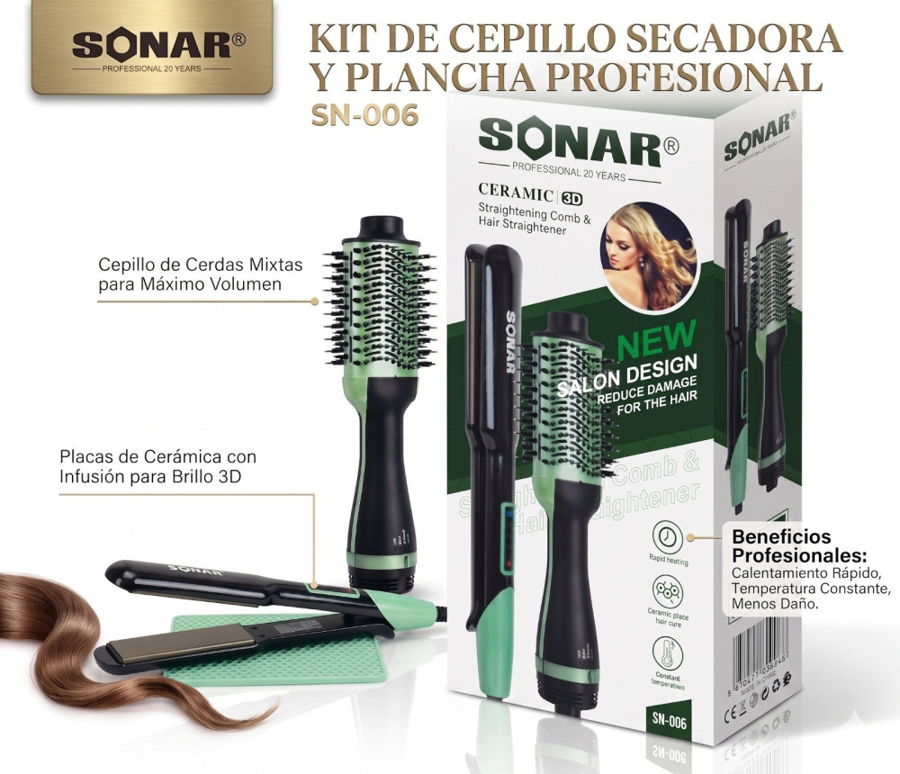 Kit de cepillo, secadora y plancha SN-006